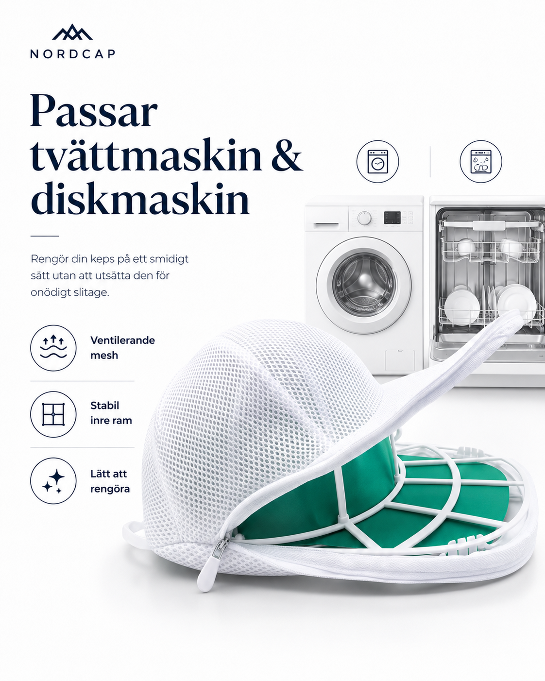 NordCap – Tvätta kepsen utan att tappa formen.